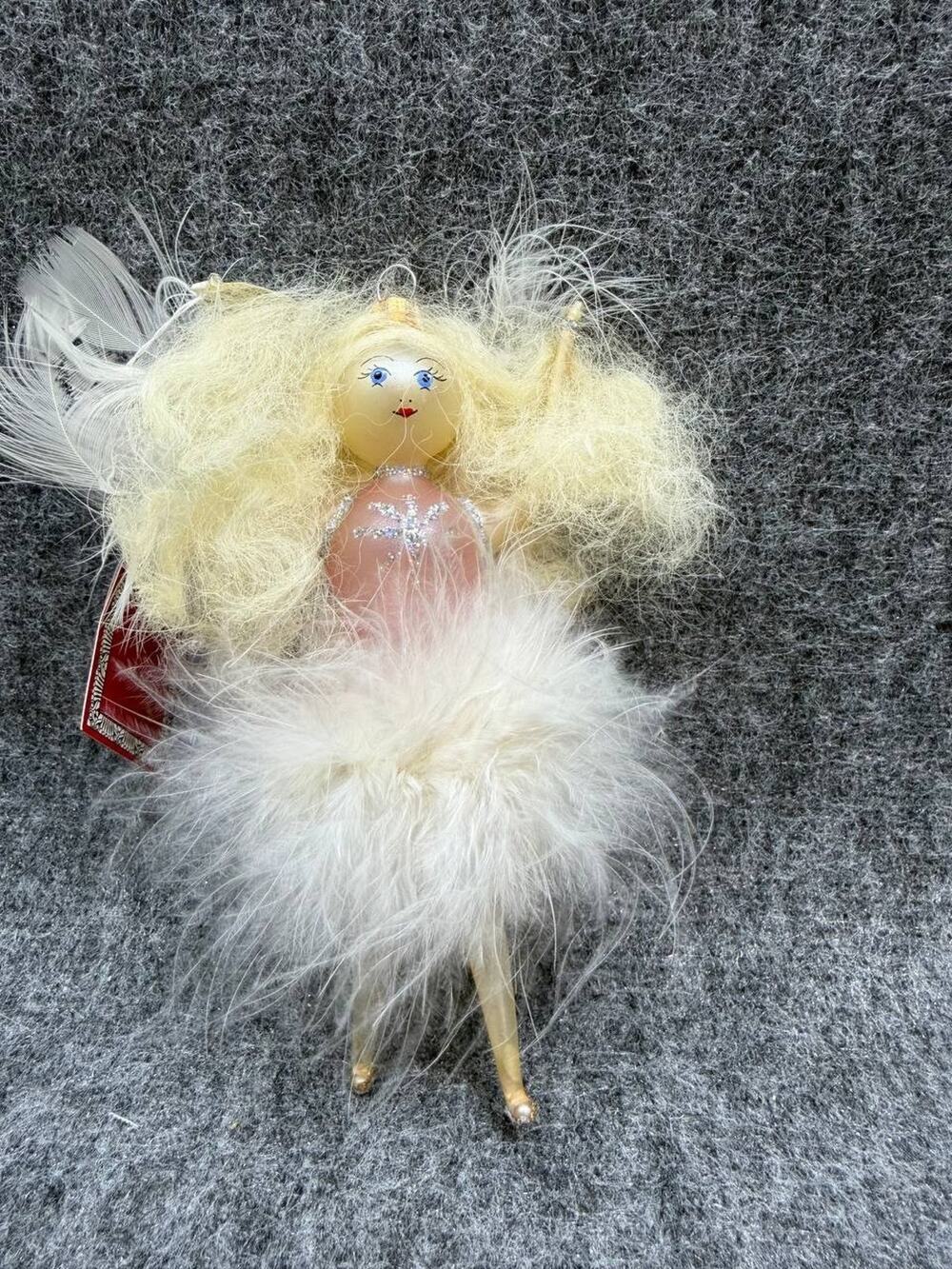 Vintage Department 56 Beaux Arts Feather Ballerina Ornament Blonde Doll